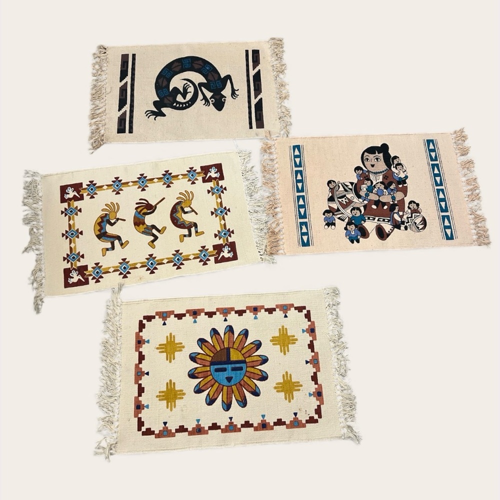 native kachina dolls southwestern place mats fringe set 4* Read